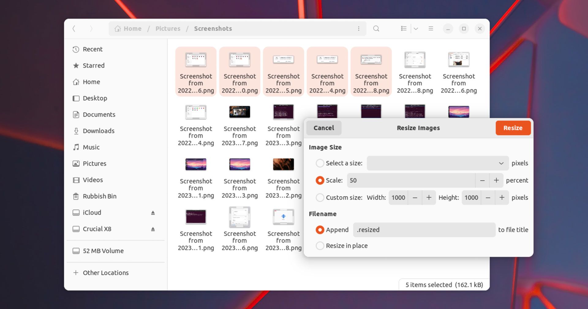 Как изменить размер изображений в Ubuntu с помощью Nautilus