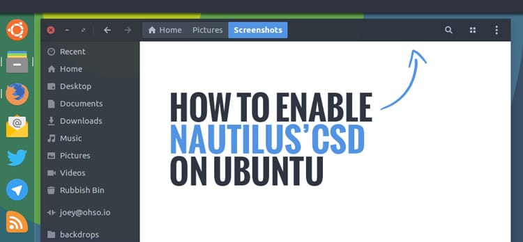 Как включить отрисовку на стороне клиента (CSD) Nautilus на Ubuntu