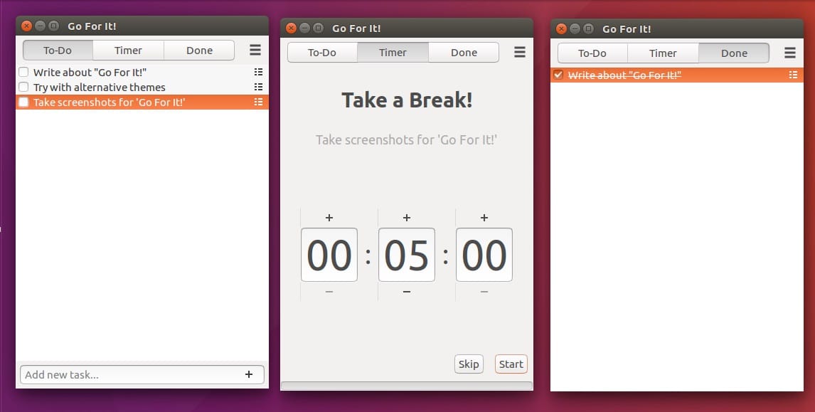 “Go For It!” – это простое приложения для создания списков в Linux со встроенным таймером