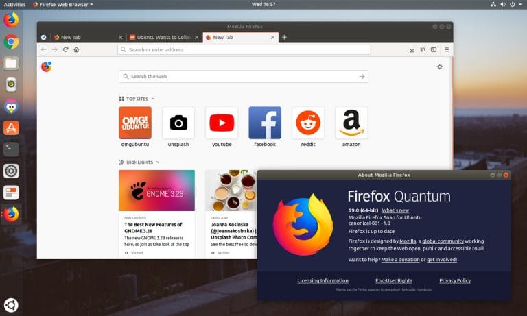 Mozilla Firefox доступен в виде Snap-пакета